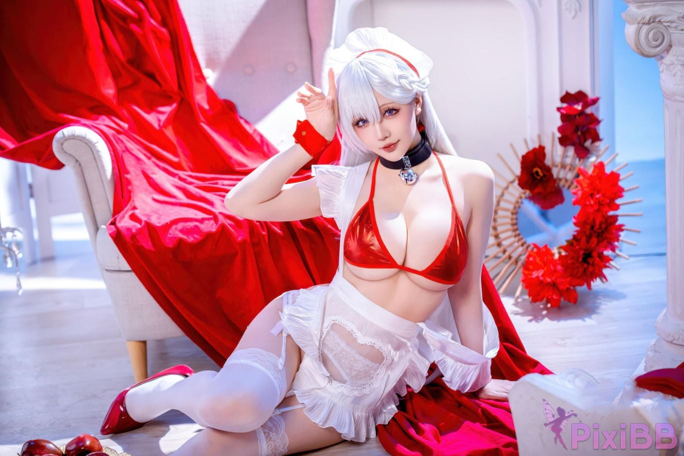 Cosplayer The star is late Hoshilily azur lane Belfast PixiBB.COM 020