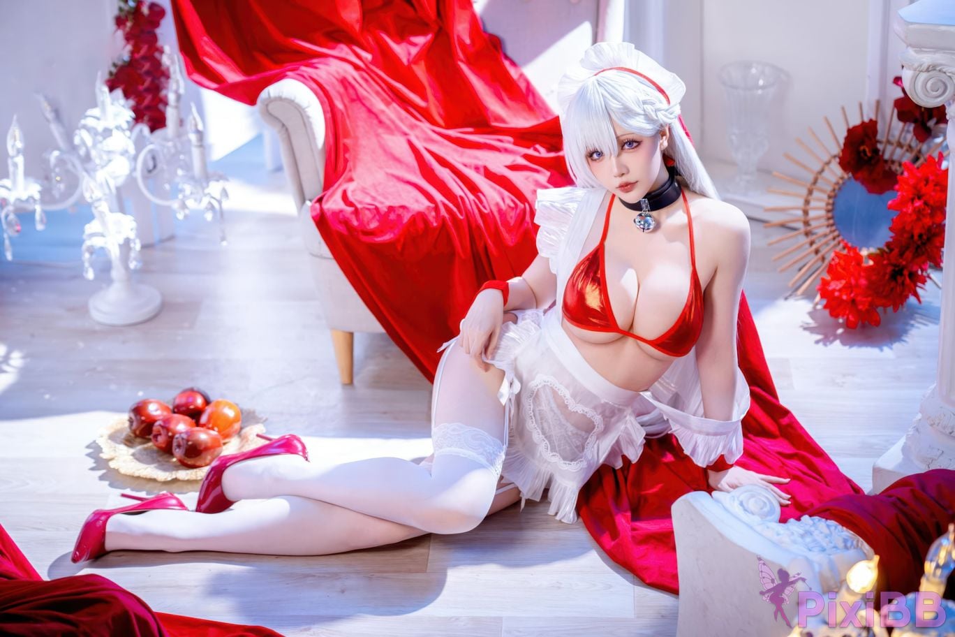 Cosplayer The star is late Hoshilily azur lane Belfast PixiBB.COM 021