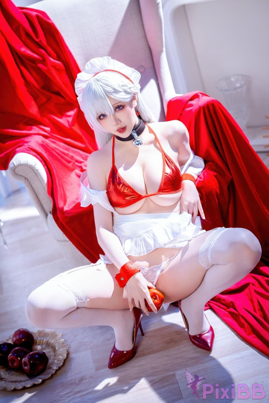 Cosplayer The star is late Hoshilily azur lane Belfast PixiBB.COM 022