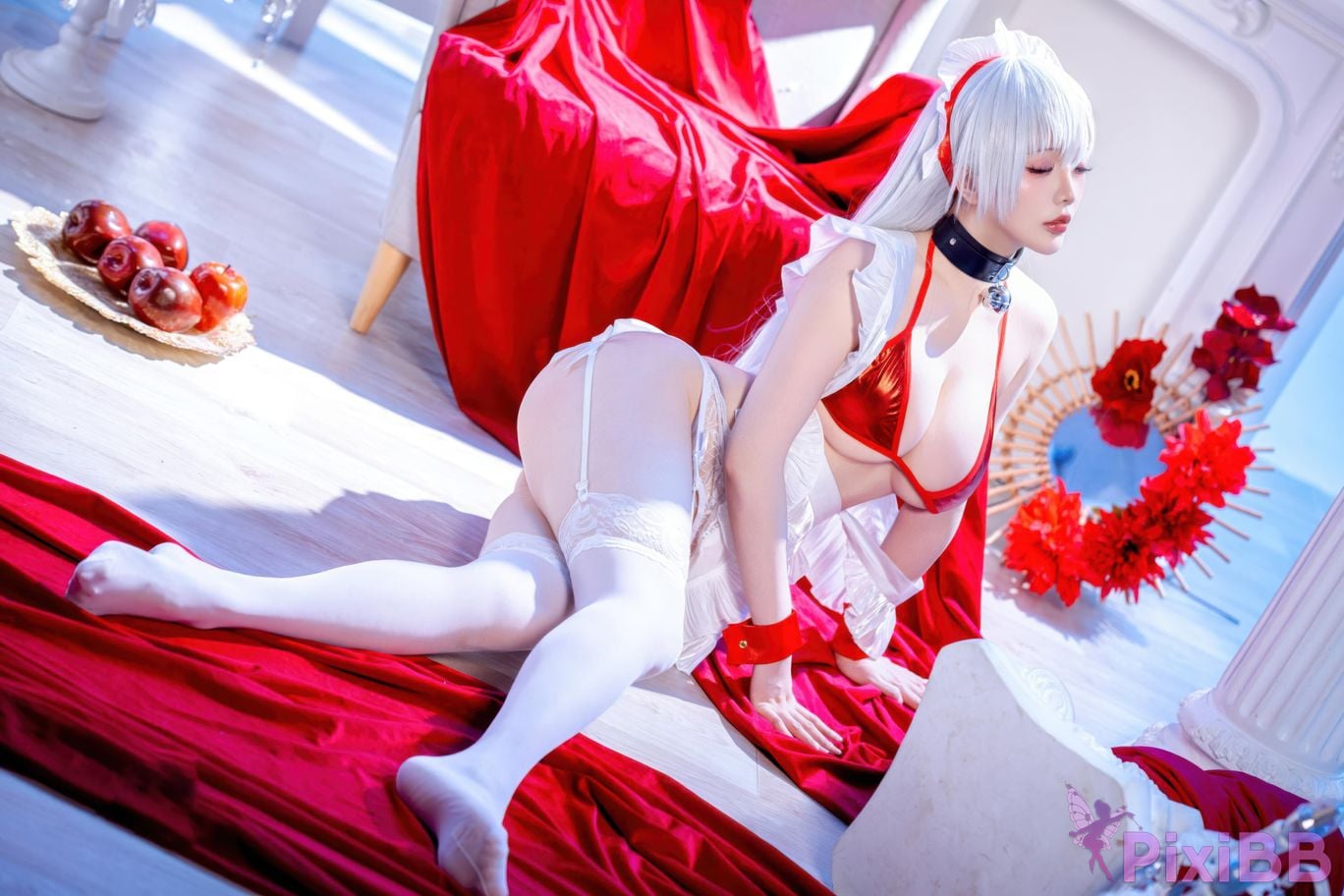 Cosplayer The star is late Hoshilily azur lane Belfast PixiBB.COM 027