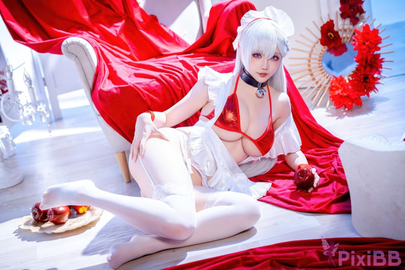 Cosplayer The star is late Hoshilily azur lane Belfast PixiBB.COM 029