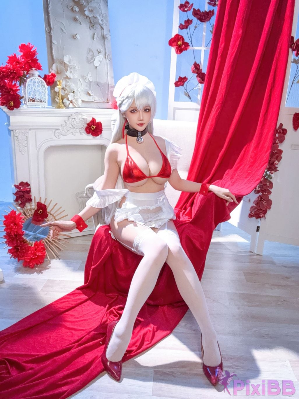 Cosplayer The star is late Hoshilily azur lane Belfast PixiBB.COM 034