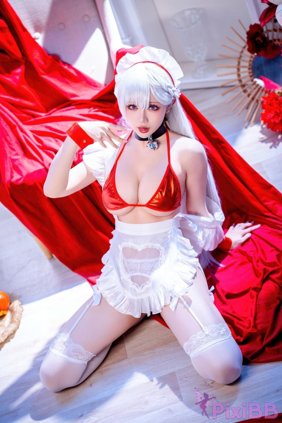 Cosplayer The star is late Hoshilily azur lane Belfast PixiBB.COM 036