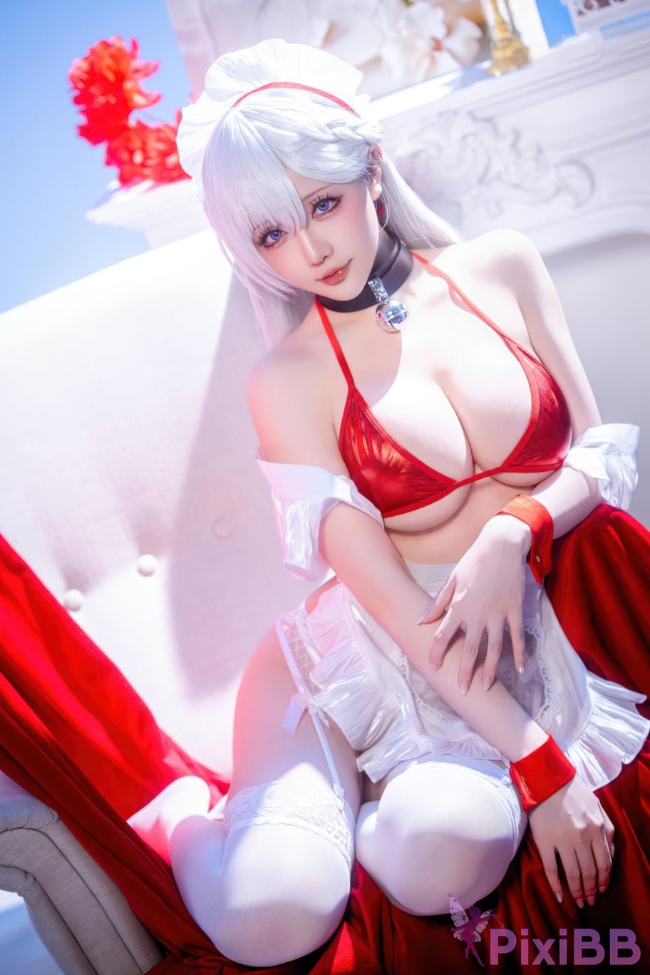 Cosplayer The star is late Hoshilily azur lane Belfast PixiBB.COM 038