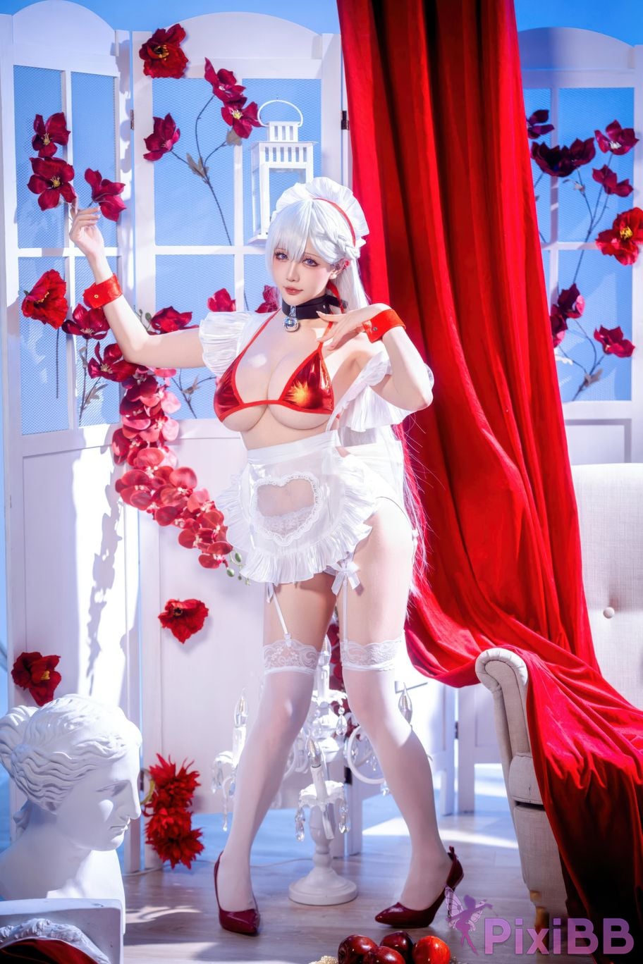 Cosplayer The star is late Hoshilily azur lane Belfast PixiBB.COM 039