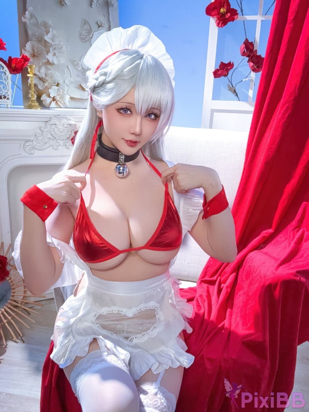 Cosplayer The star is late Hoshilily azur lane Belfast PixiBB.COM 046