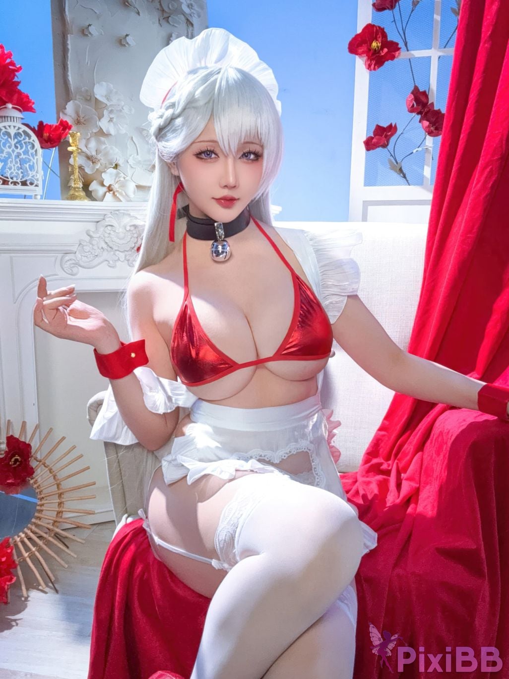 Cosplayer The star is late Hoshilily azur lane Belfast PixiBB.COM 047