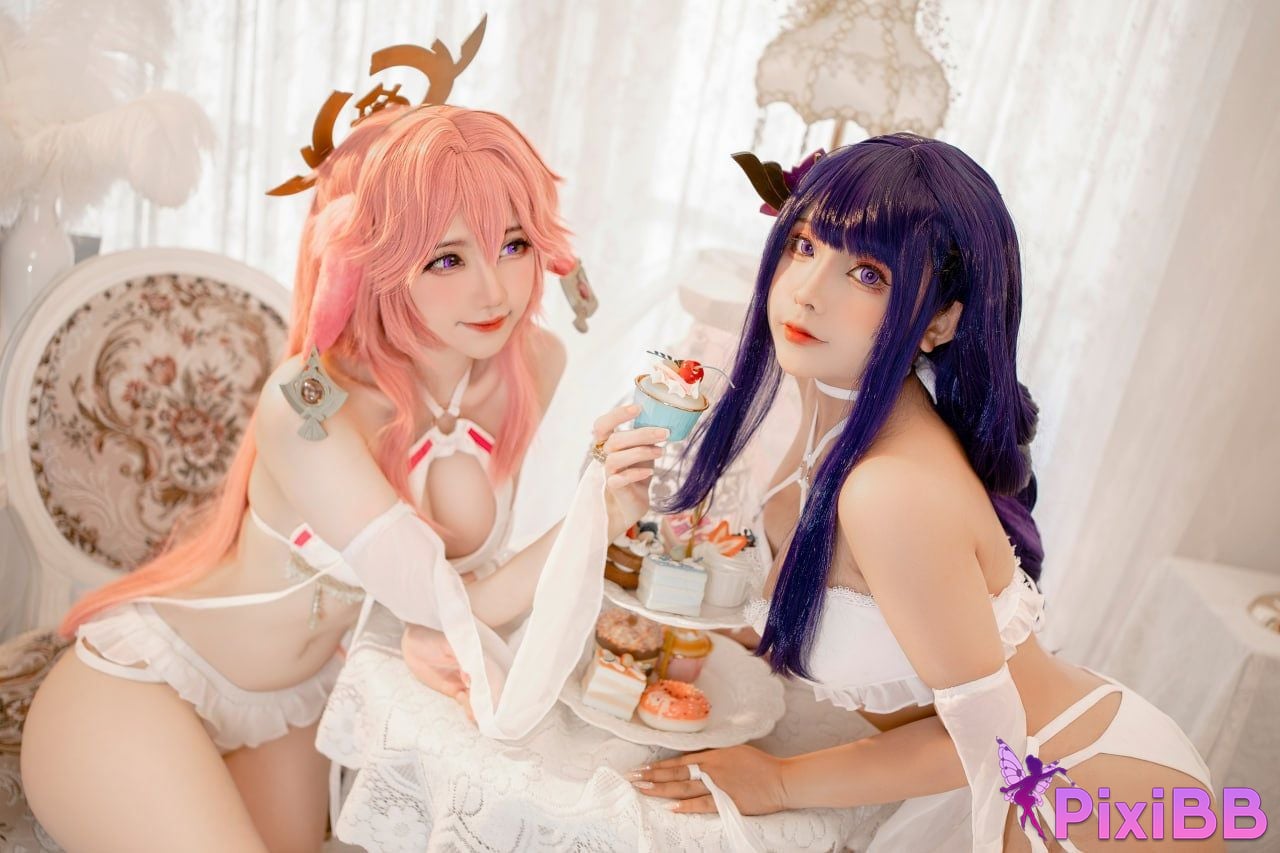 Sayo Momo & Sally Dorasnow Shogun Raiden & Yae Miko PixiBB.COM