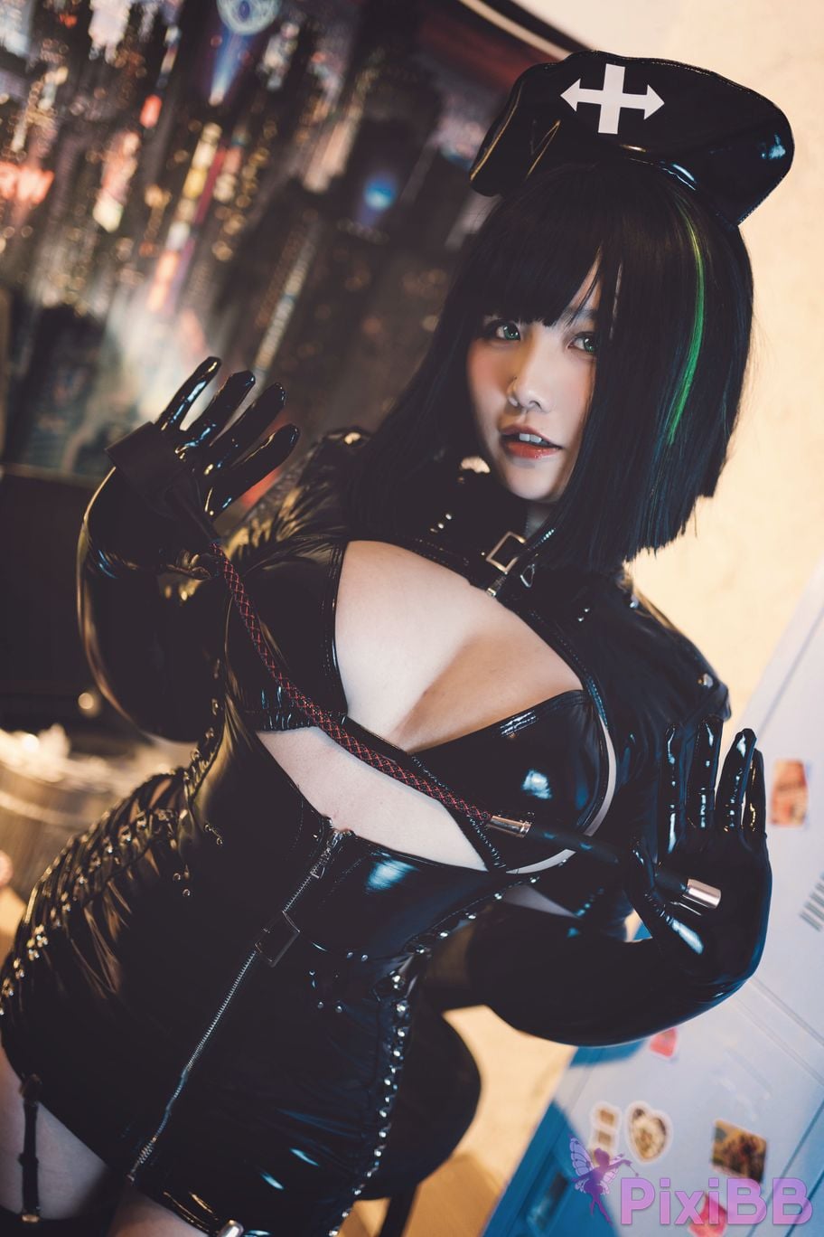 Cosplayer Ah Ban is very happy today dark nurse PixiBB.COM 050