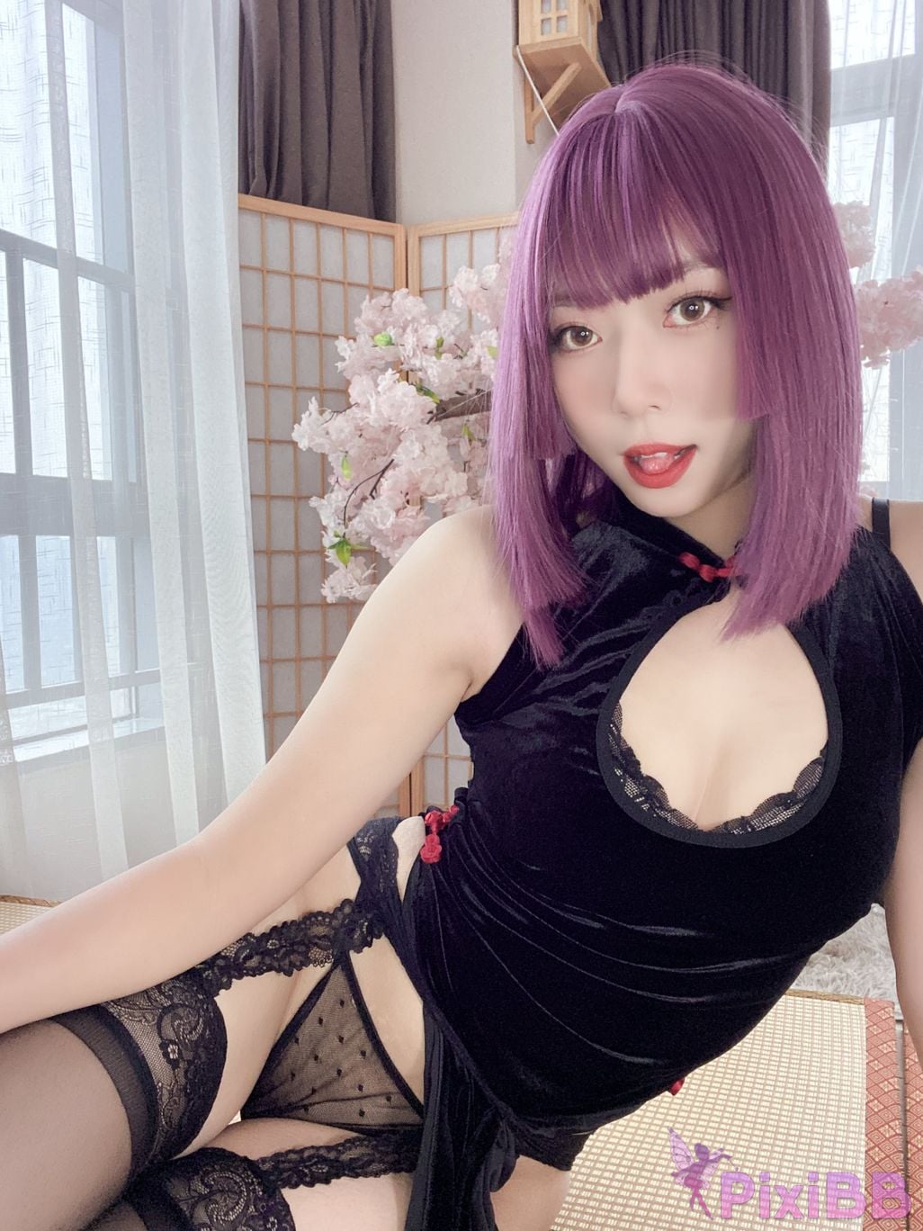 Cosplayer Money cold High cut cheongsam lace skirt PixiBB.COM 058