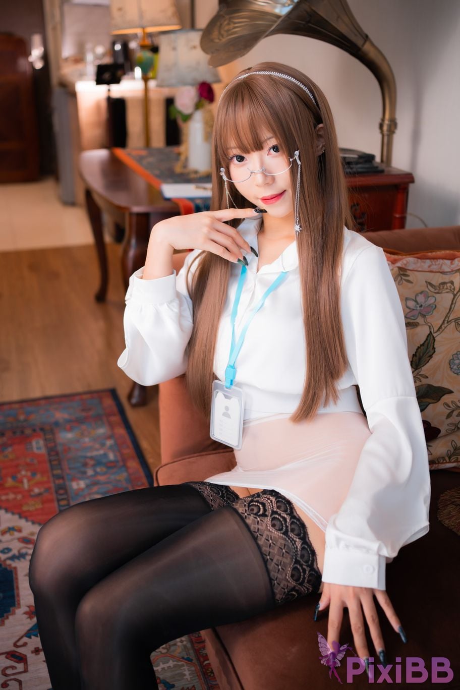 Cosplay Money Cold Transparent OL Glasses Girl PixiBB.COM 001