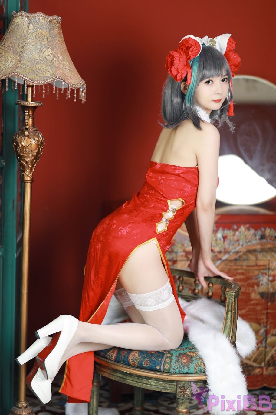 Cosplayer 51 Sauce azur lane Cheshire New Year Cheongsam PixiBB.COM 003