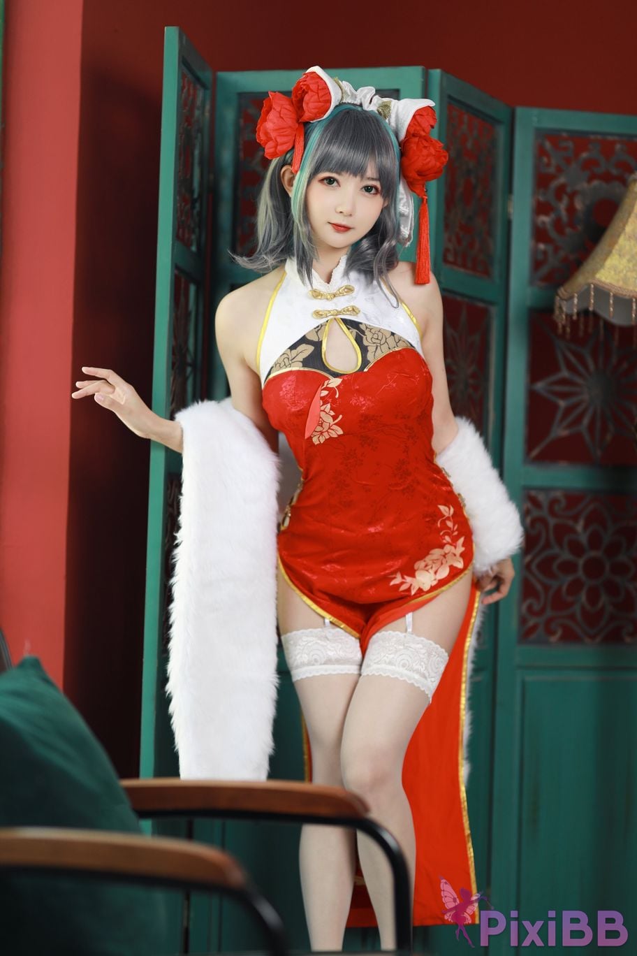 Cosplayer 51 Sauce azur lane Cheshire New Year Cheongsam PixiBB.COM 006