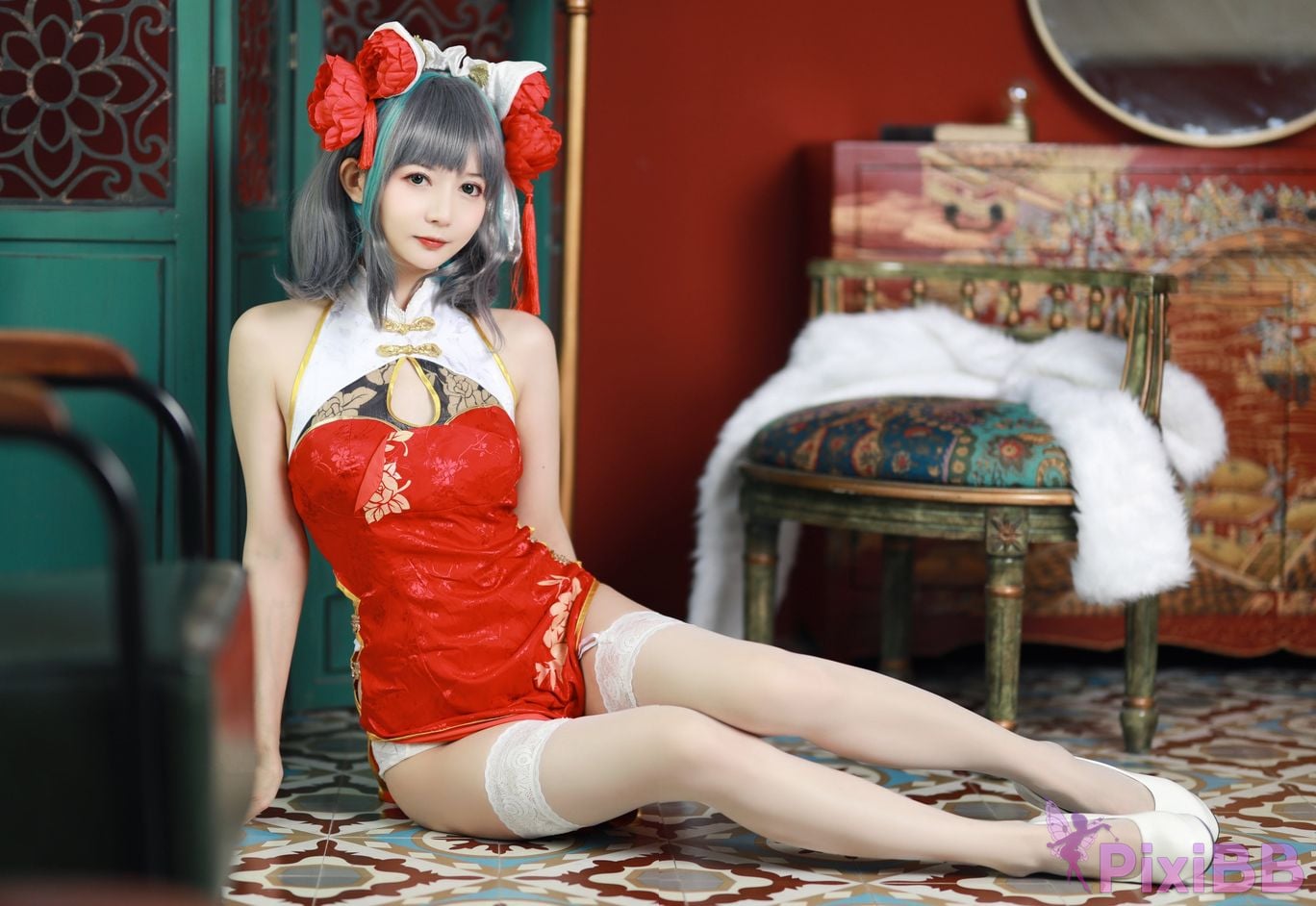 Cosplayer 51 Sauce azur lane Cheshire New Year Cheongsam PixiBB.COM 011