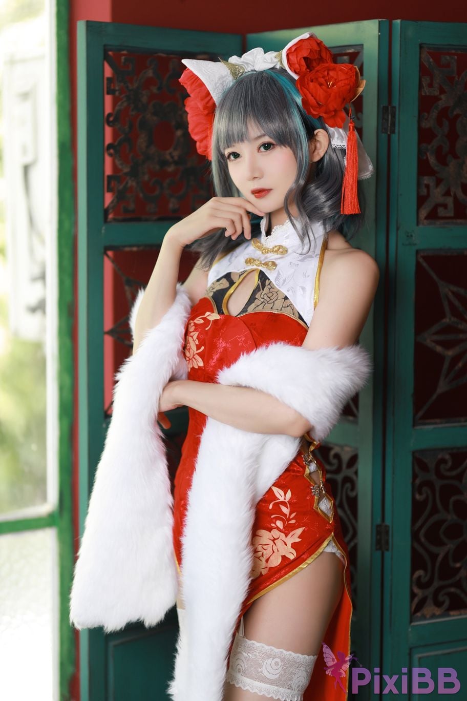 Cosplayer 51 Sauce azur lane Cheshire New Year Cheongsam PixiBB.COM 012