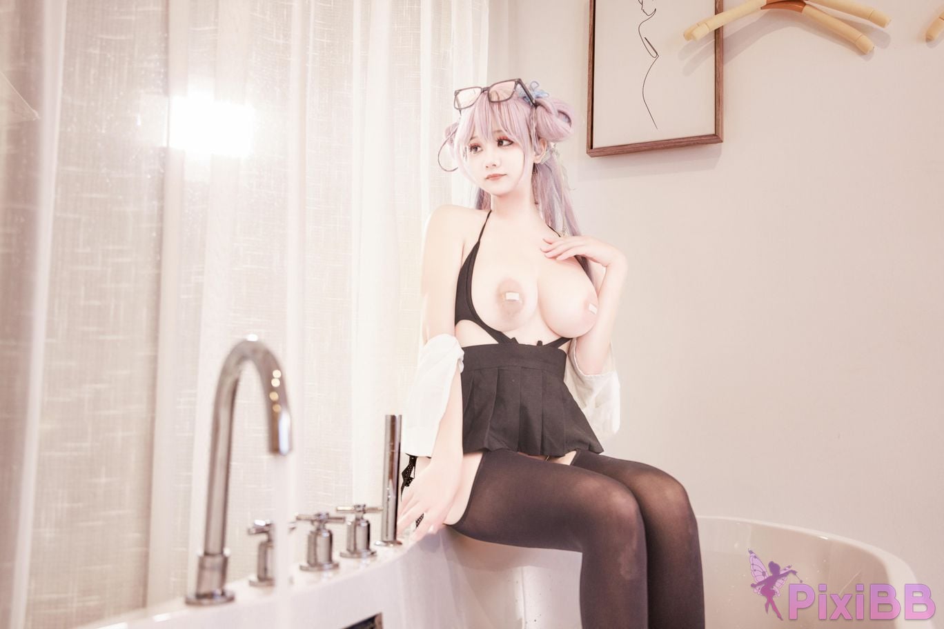 Cosplayer A Xuexue High school girl at home PixiBB.COM 016