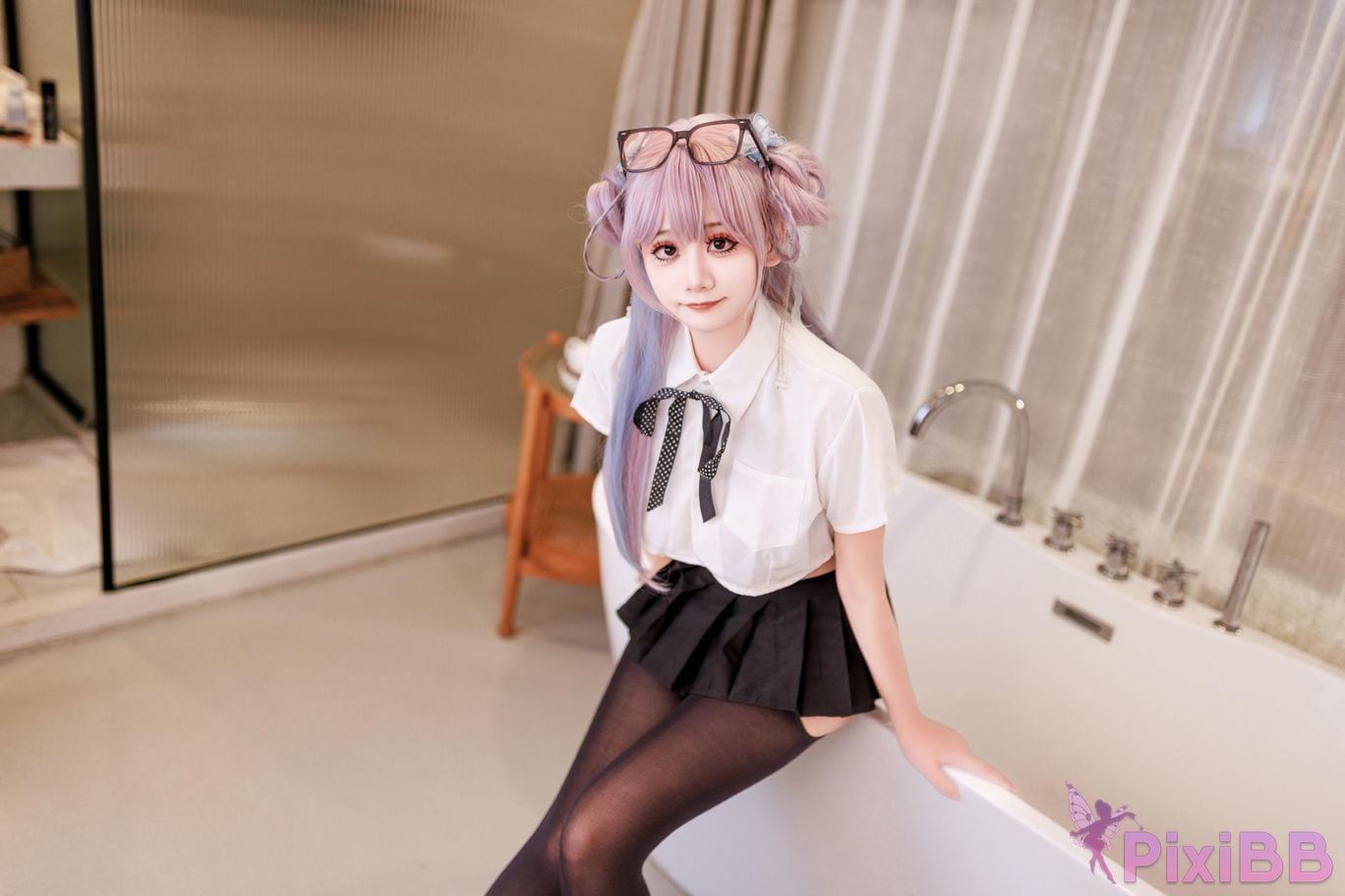 Cosplayer A Xuexue High school girl at home PixiBB.COM 023