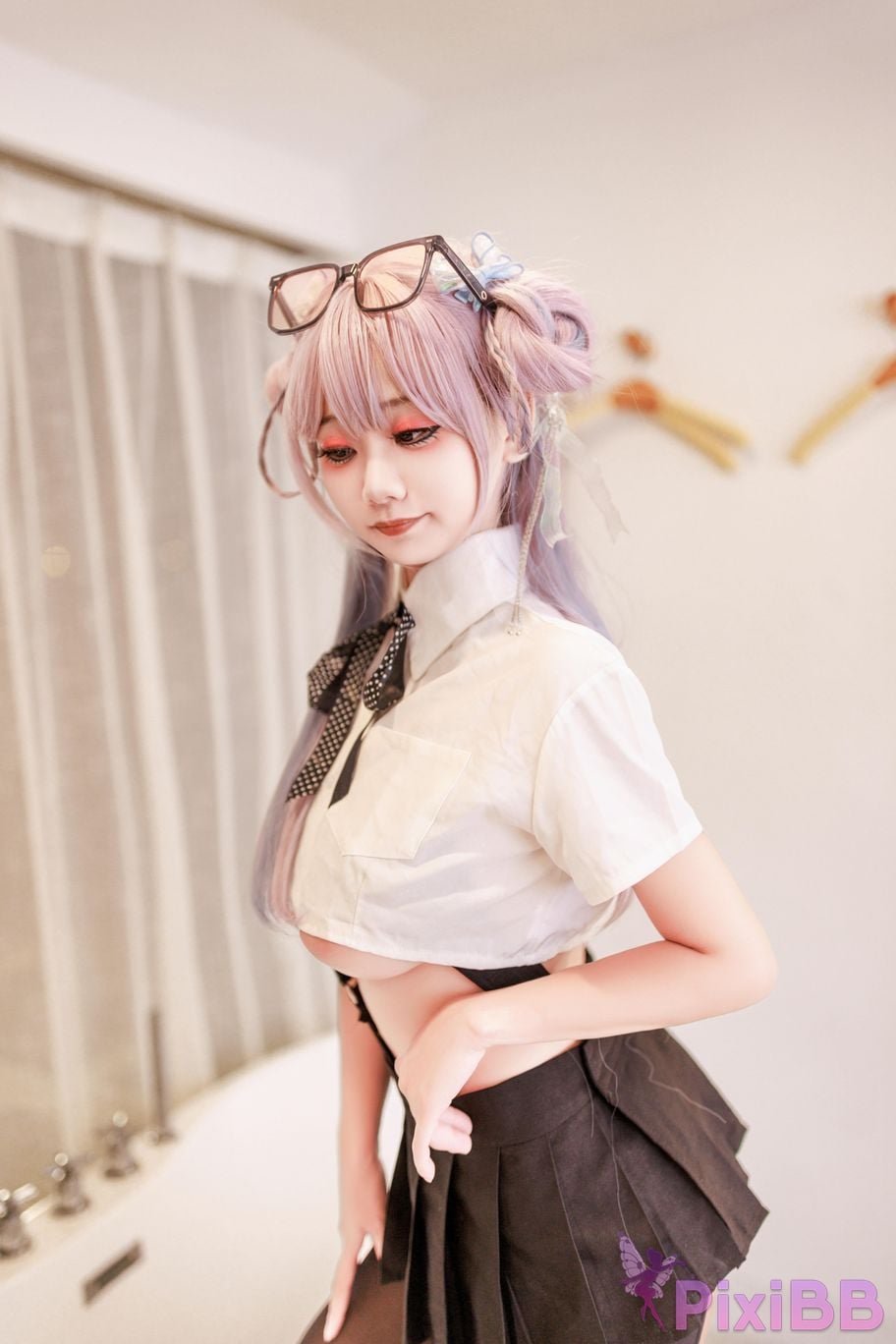 Cosplayer A Xuexue High school girl at home PixiBB.COM 062