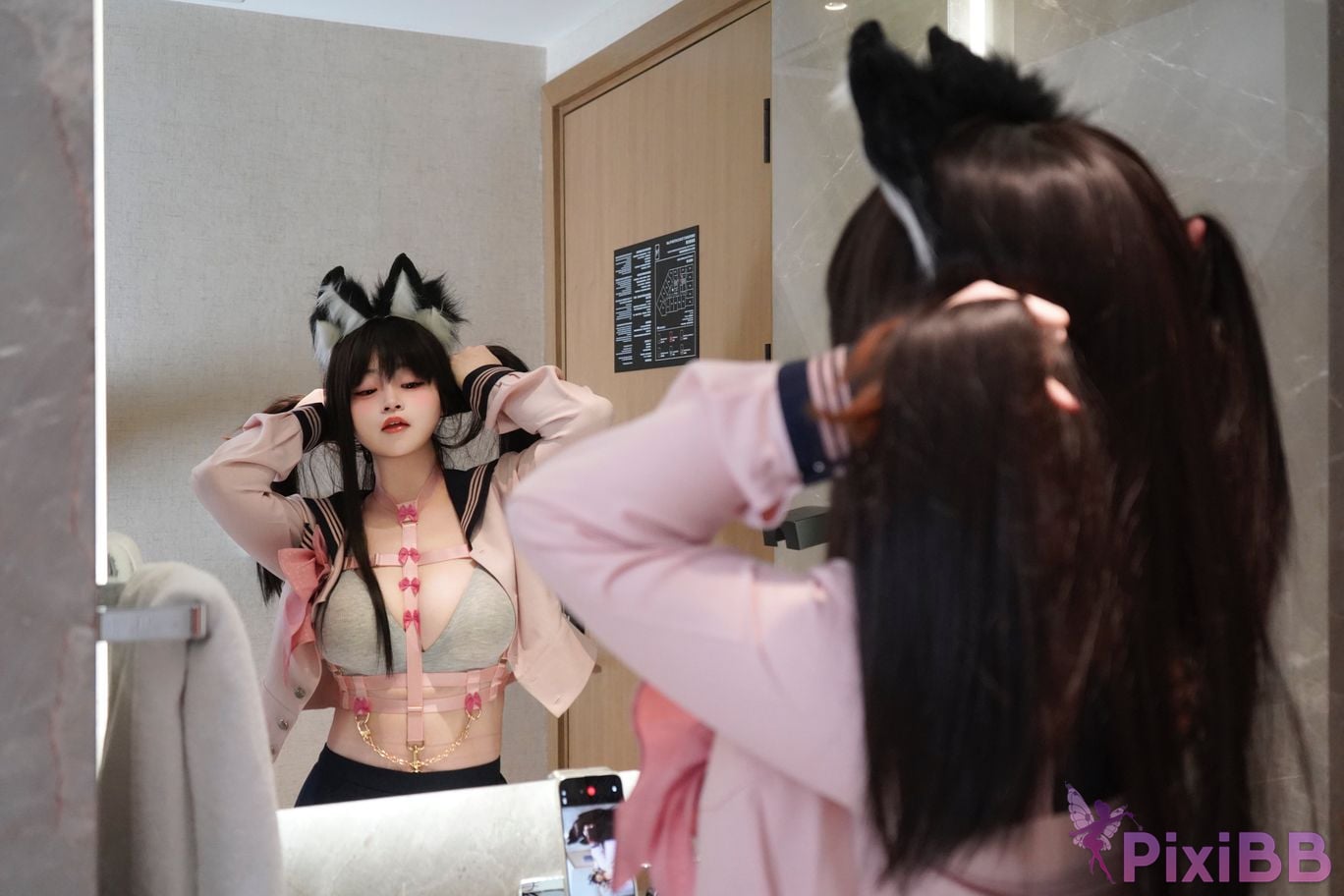 Cosplayer furry hat pink vanilla PixiBB.COM 223