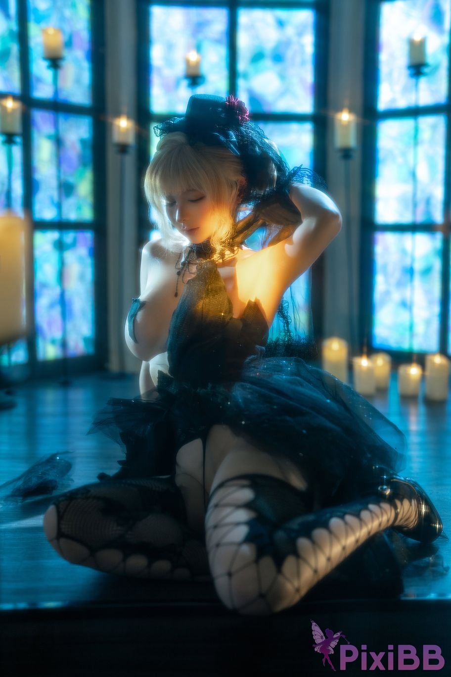 Cosplayer Stupid Momo chunmomo black wedding dress PixiBB.COM 018