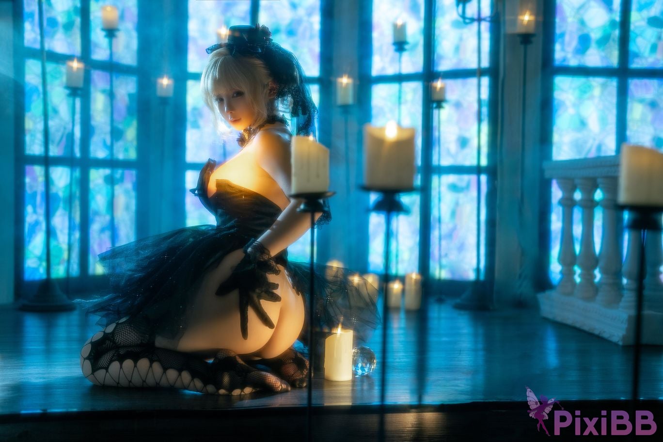 Cosplayer Stupid Momo chunmomo black wedding dress PixiBB.COM 030