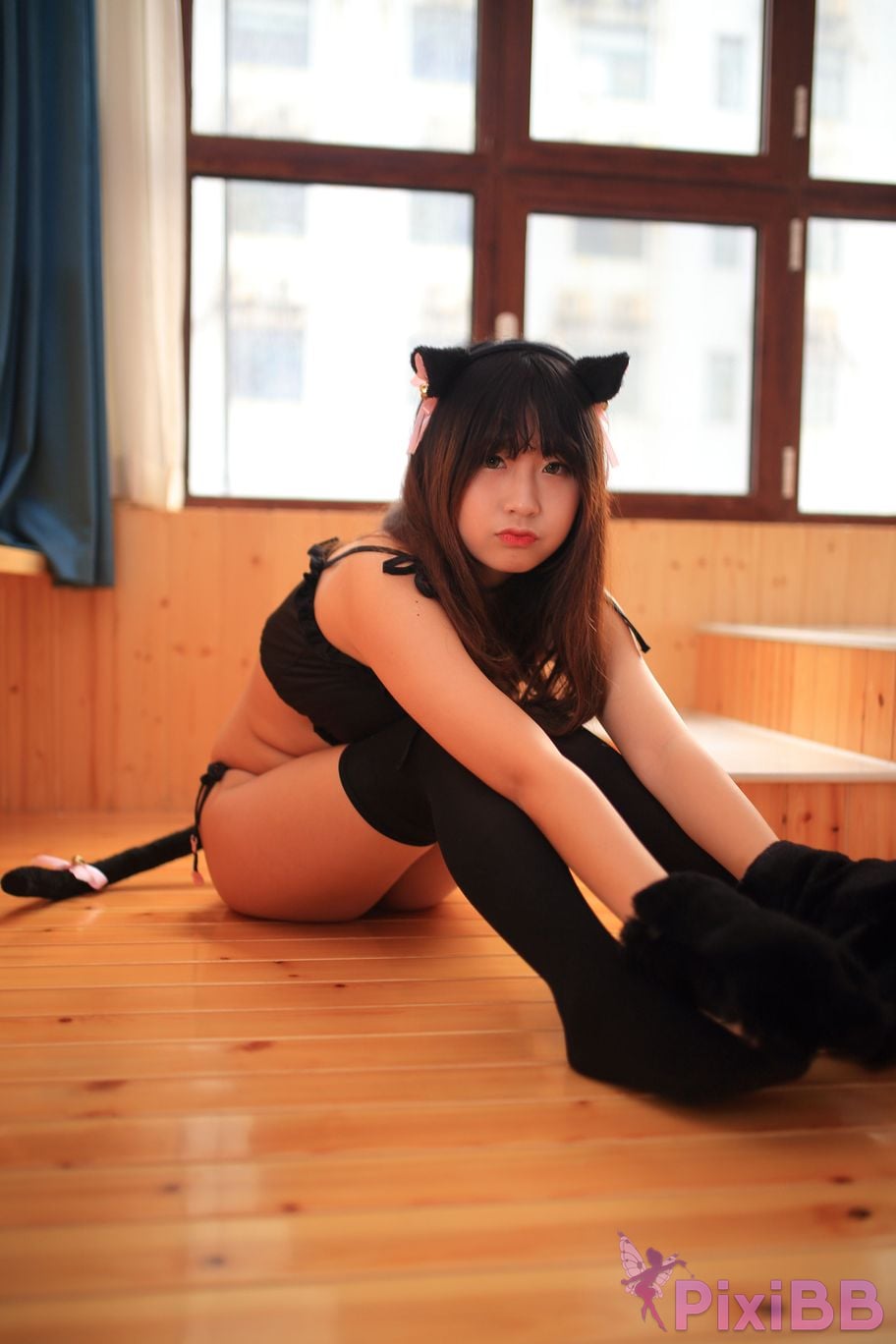 Cosplayer Mao Jiu Jiang Sakura Cat Jiujiang bathroom cat ears PixiBB.COM 054.JPG