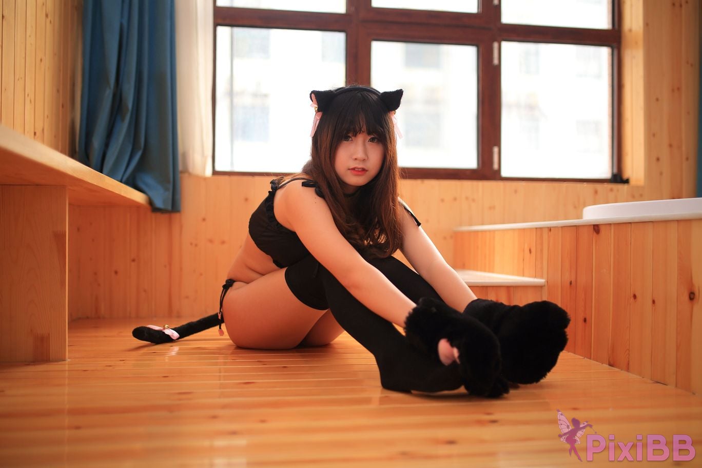 Cosplayer Mao Jiu Jiang Sakura Cat Jiujiang bathroom cat ears PixiBB.COM 055.JPG