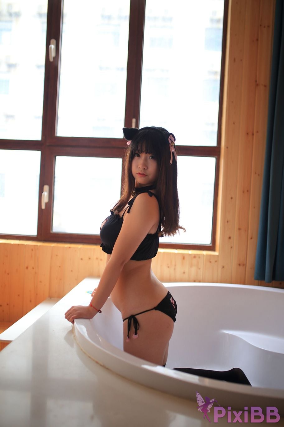 Cosplayer Mao Jiu Jiang Sakura Cat Jiujiang bathroom cat ears PixiBB.COM 228.JPG