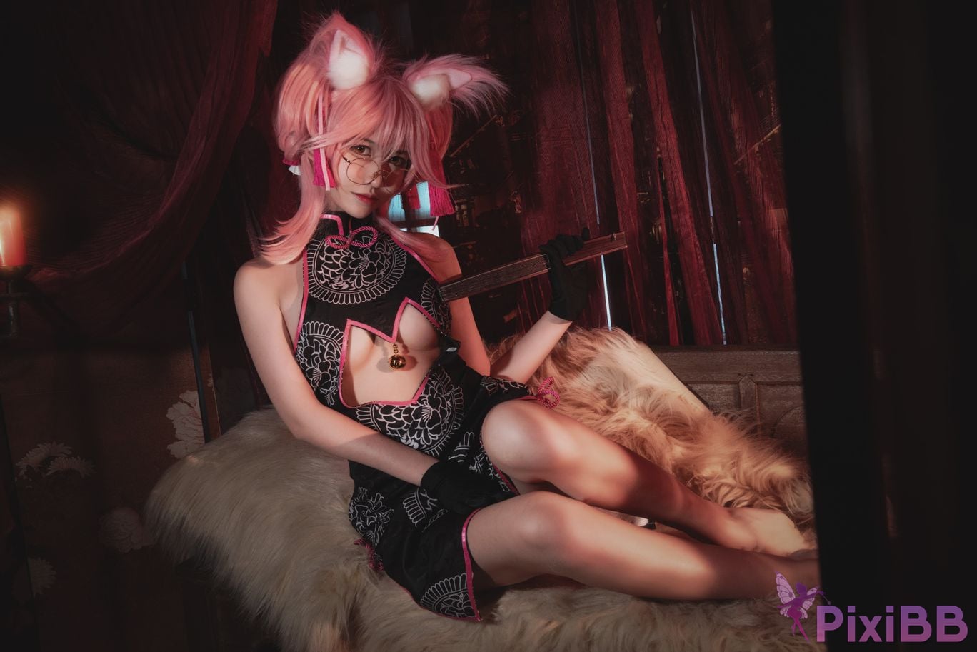 Cosplayer amazon catfish FGO Tamamozen cheongsam PixiBB.COM 004