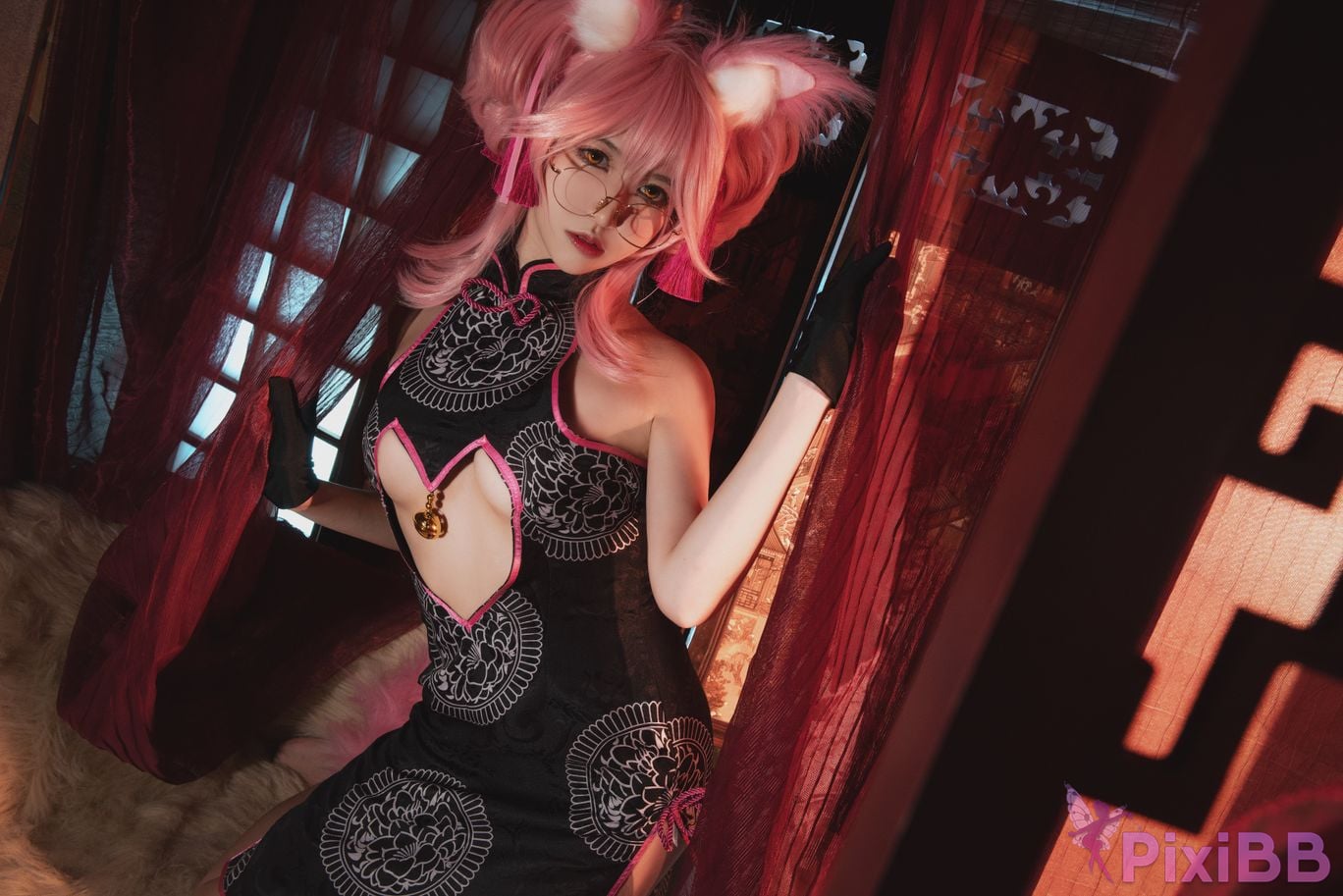 Cosplayer amazon catfish FGO Tamamozen cheongsam PixiBB.COM 009