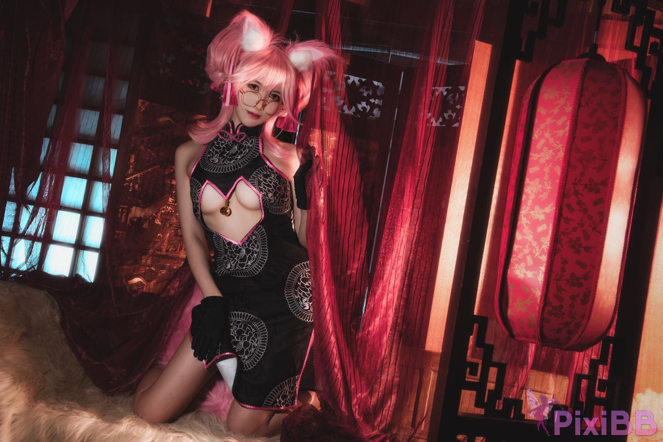 Cosplayer amazon catfish FGO Tamamozen cheongsam PixiBB.COM 010