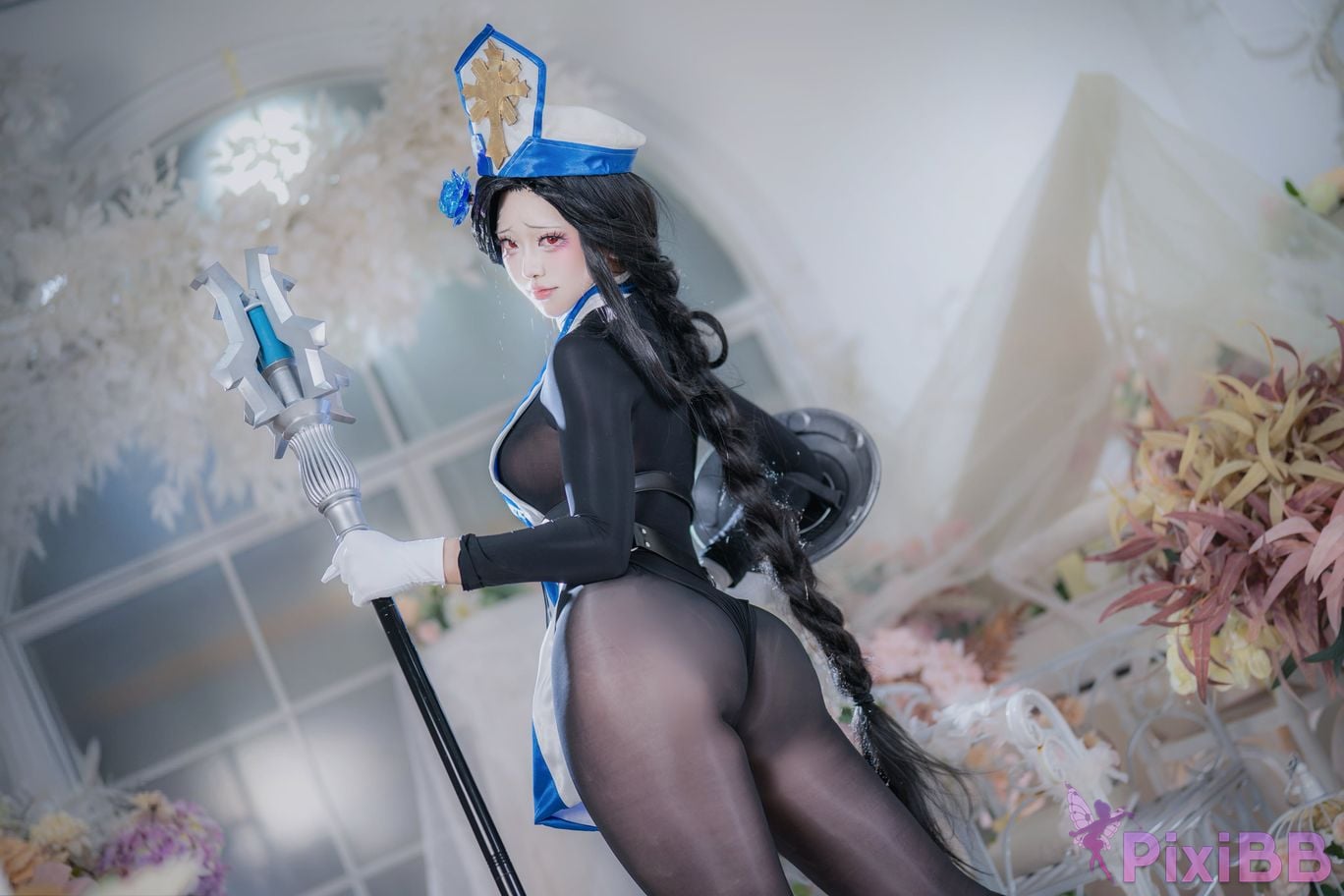 Cosplayer Futa Maeno Maiden Ice Rose pure white scene PixiBB.COM 002