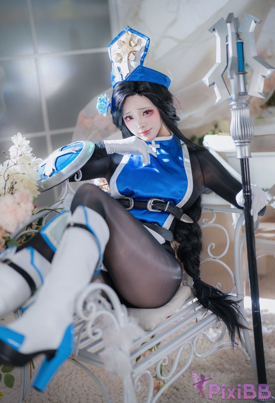 Cosplayer Futa Maeno Maiden Ice Rose pure white scene PixiBB.COM 015