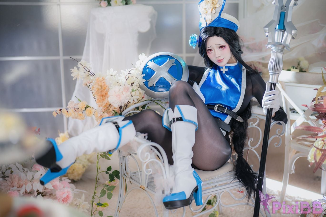 Cosplayer Futa Maeno Maiden Ice Rose pure white scene PixiBB.COM 030