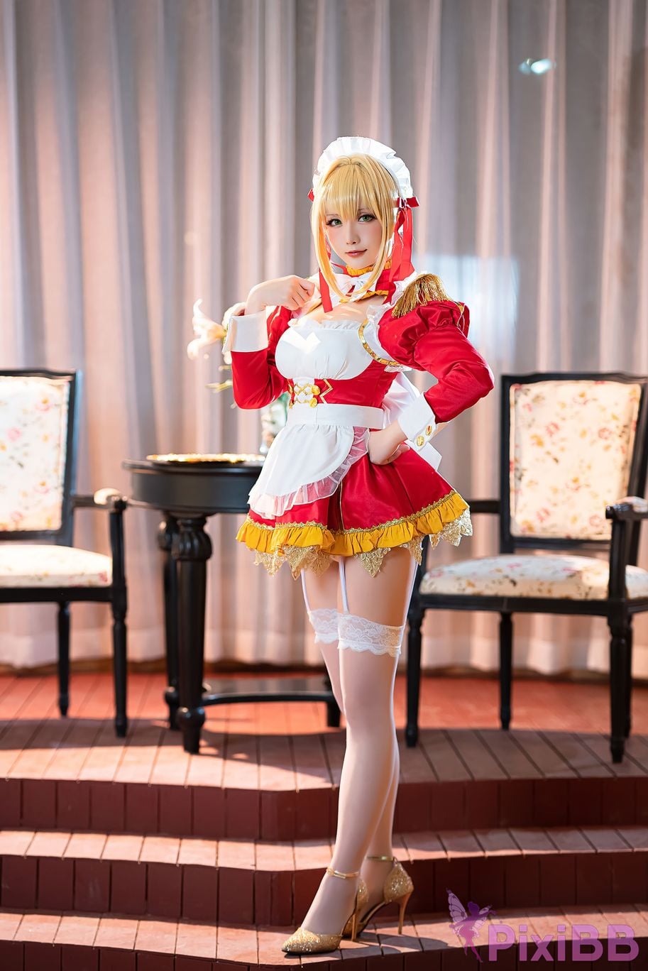 Coser Hoshilily Nero Claudius maid FGO PixiBB.COM 001