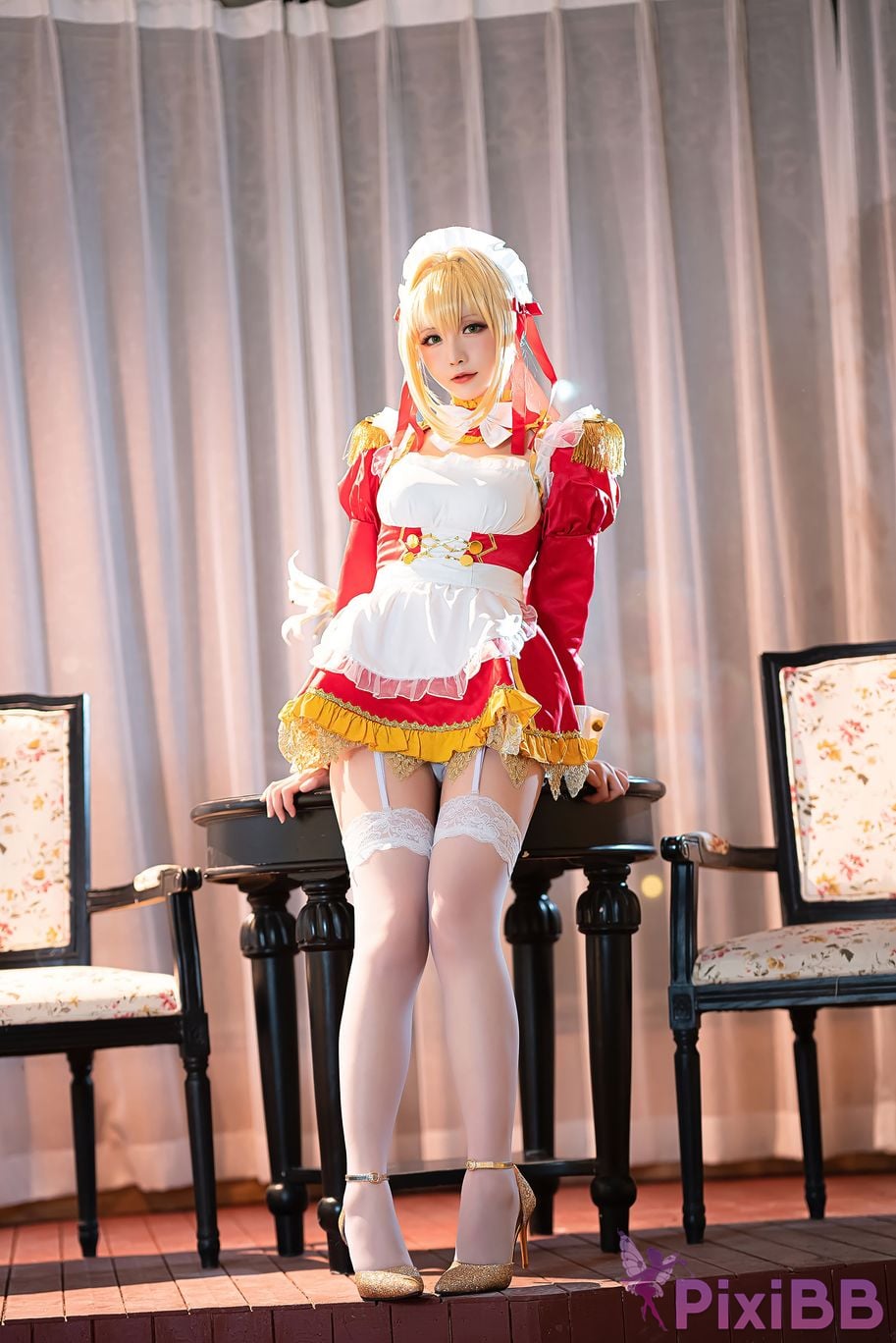 Coser Hoshilily Nero Claudius maid FGO PixiBB.COM 004
