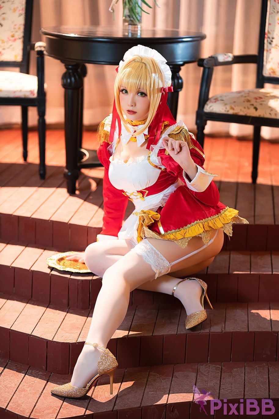 Coser Hoshilily Nero Claudius maid FGO PixiBB.COM 011