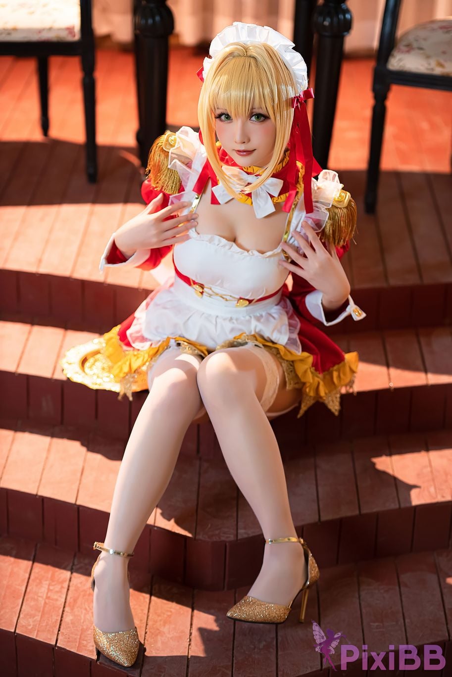 Coser Hoshilily Nero Claudius maid FGO PixiBB.COM 016