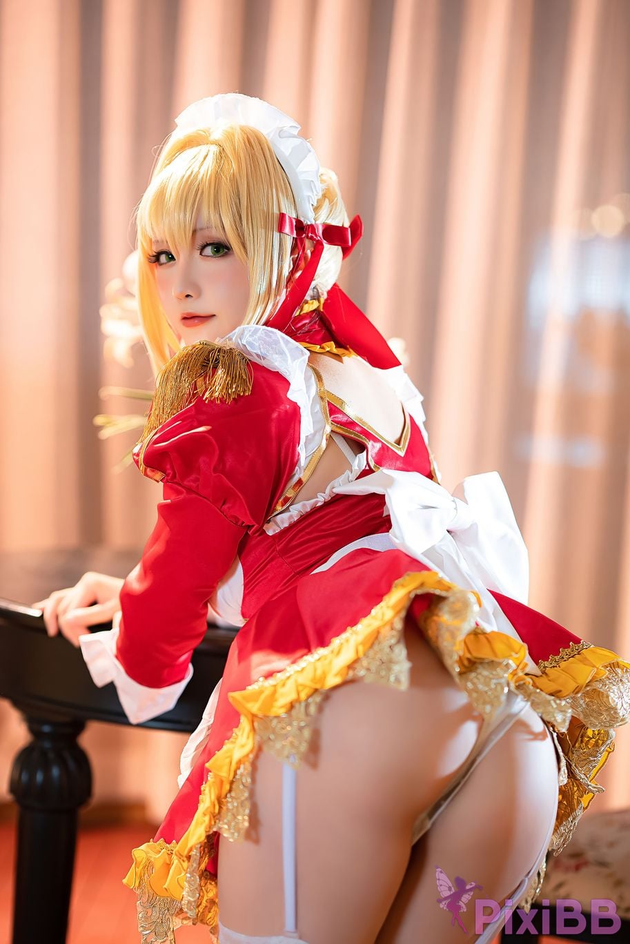 Coser Hoshilily Nero Claudius maid FGO PixiBB.COM 018