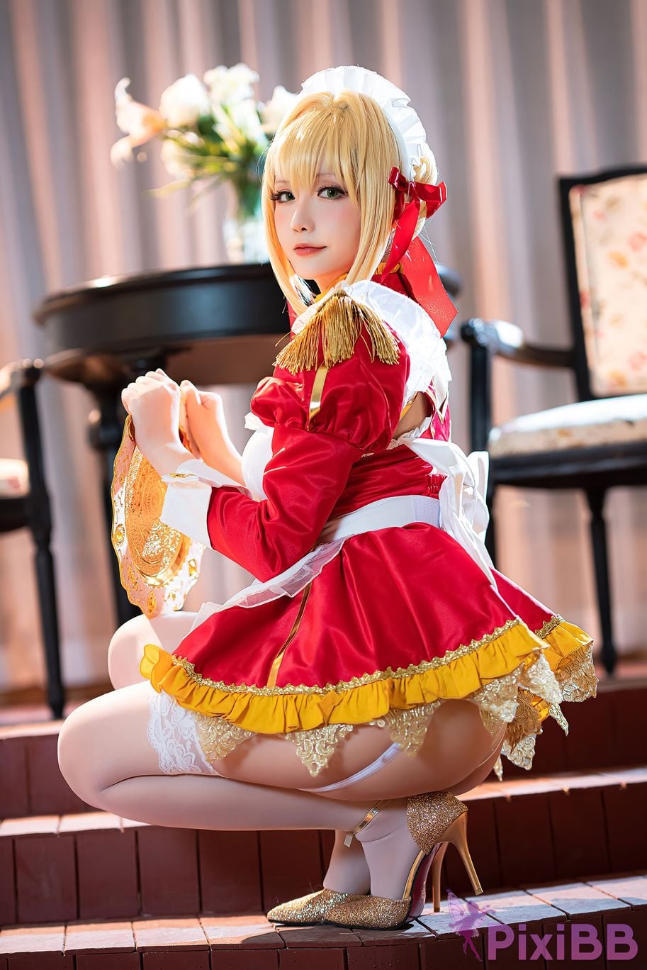 Coser Hoshilily Nero Claudius maid FGO PixiBB.COM 025
