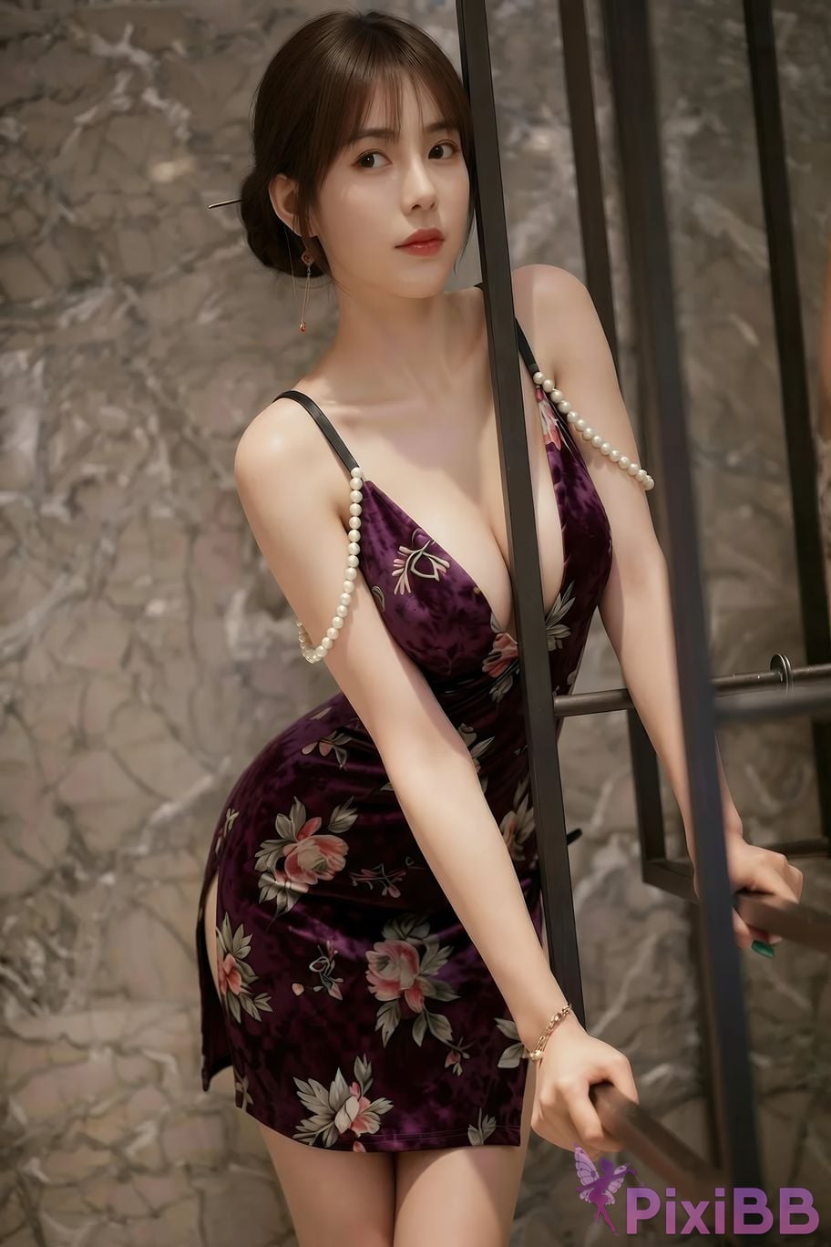 AIGirl Milk covered pudding luna Suspender black silk PixiBB.COM 059