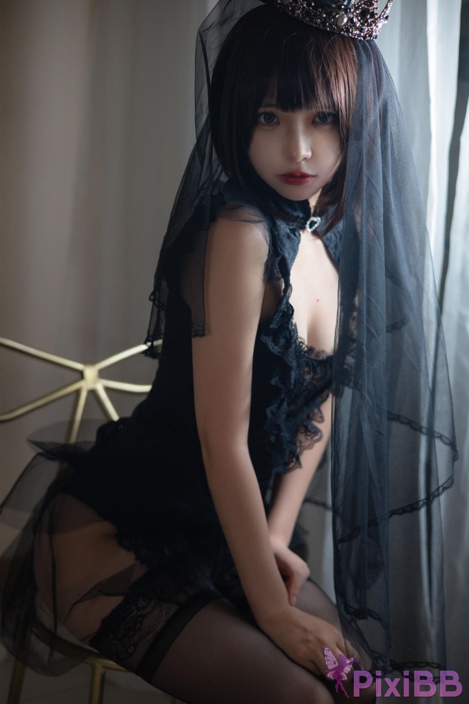 Cosplayer crazy cat ss black wedding dress PixiBB.COM 001