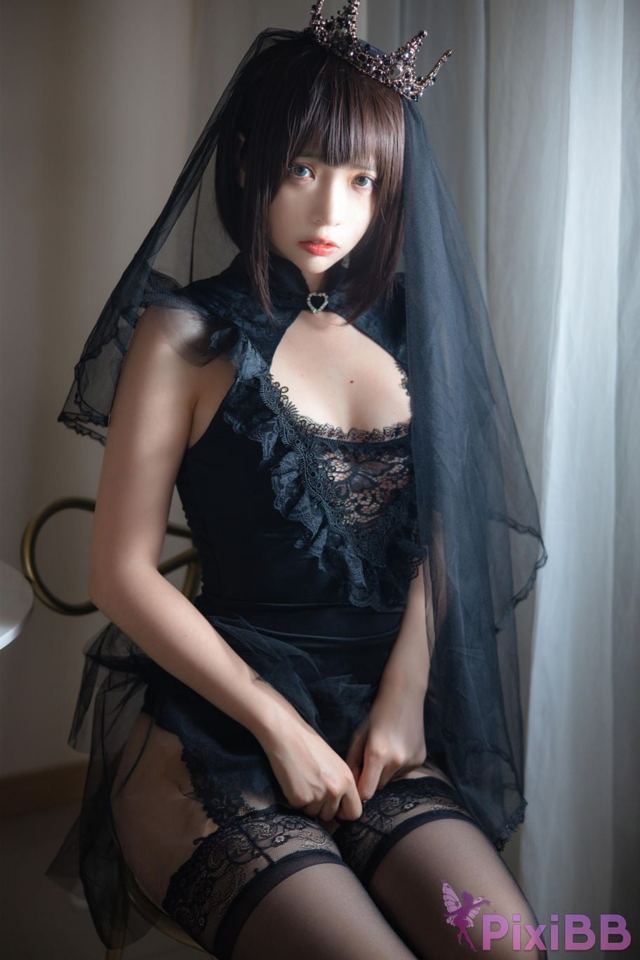Cosplayer crazy cat ss black wedding dress PixiBB.COM 012