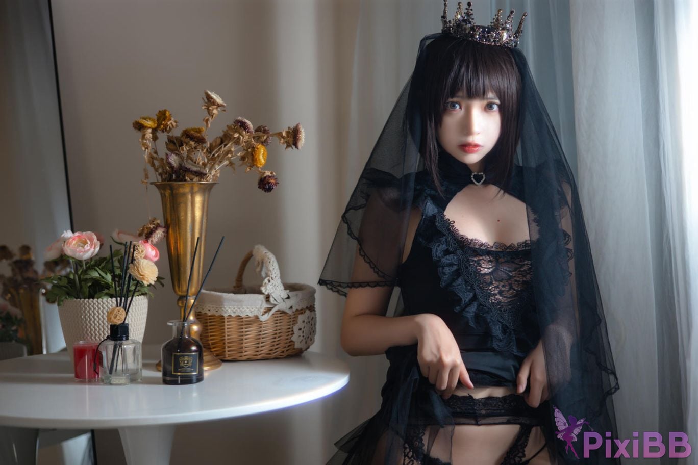 Cosplayer crazy cat ss black wedding dress PixiBB.COM 038