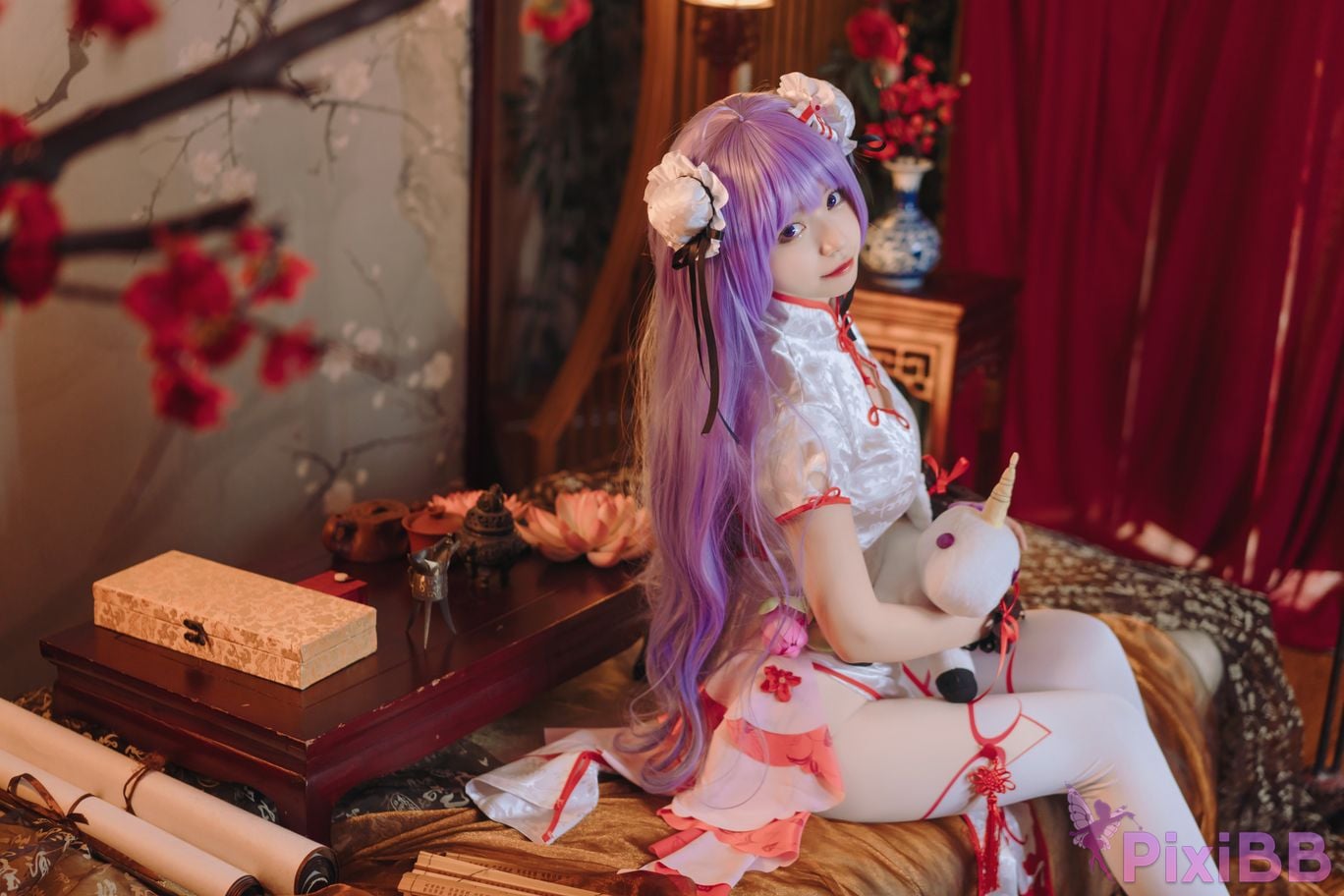 Cosplayer cat adult azur lane unicorn cheongsam PixiBB.COM 005