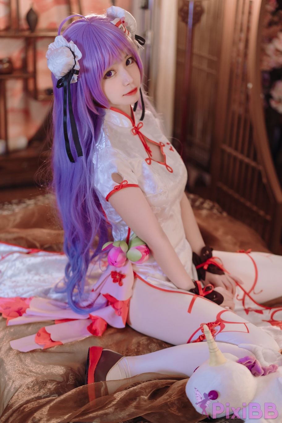 Cosplayer cat adult azur lane unicorn cheongsam PixiBB.COM 010