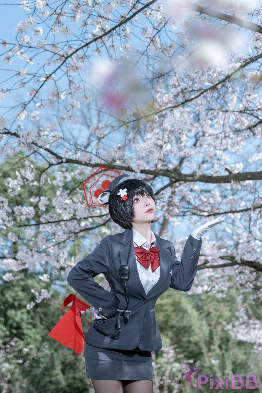 Cosplayer vector fish Blue Archive camellia black silk tour guide PixiBB.COM 029