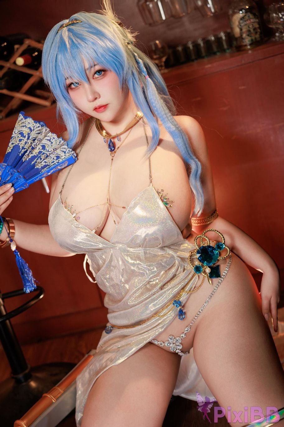 Cosplayer KANEKO Ka meow NIKKE Helen Evening Dress crystal breast patch PixiBB.COM 075